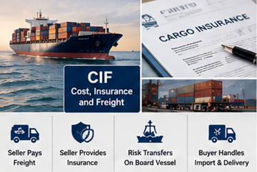 Sea freight shipment with insurance documentation and cargo transportation under CIF agreement