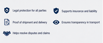 Logistics manager verifying CMR document for legal compliance insurance and transport confirmation